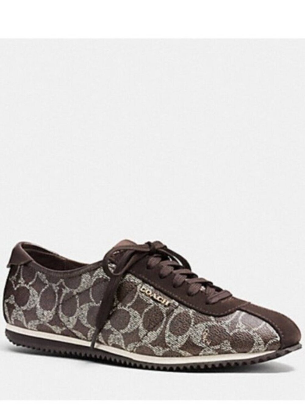 Coach Signature Monogram Sneakers Ivory Black Brown Leather Size 6.5 NIB